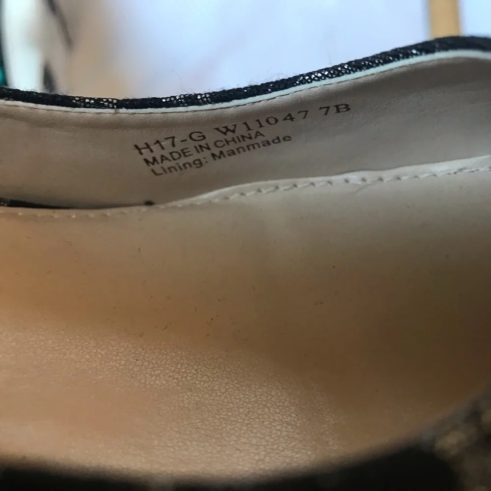 Cole Haan Black Silver Animal Print Block Heels 7B - Picture 8 of 8